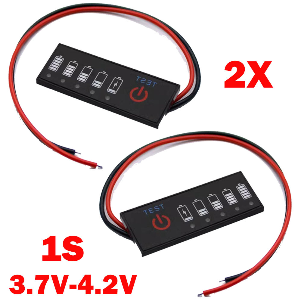 2pcs 1S Battery Level Indicator 18650 Lipo Li-ion Capacity Tester Meter 3.7-4.2V