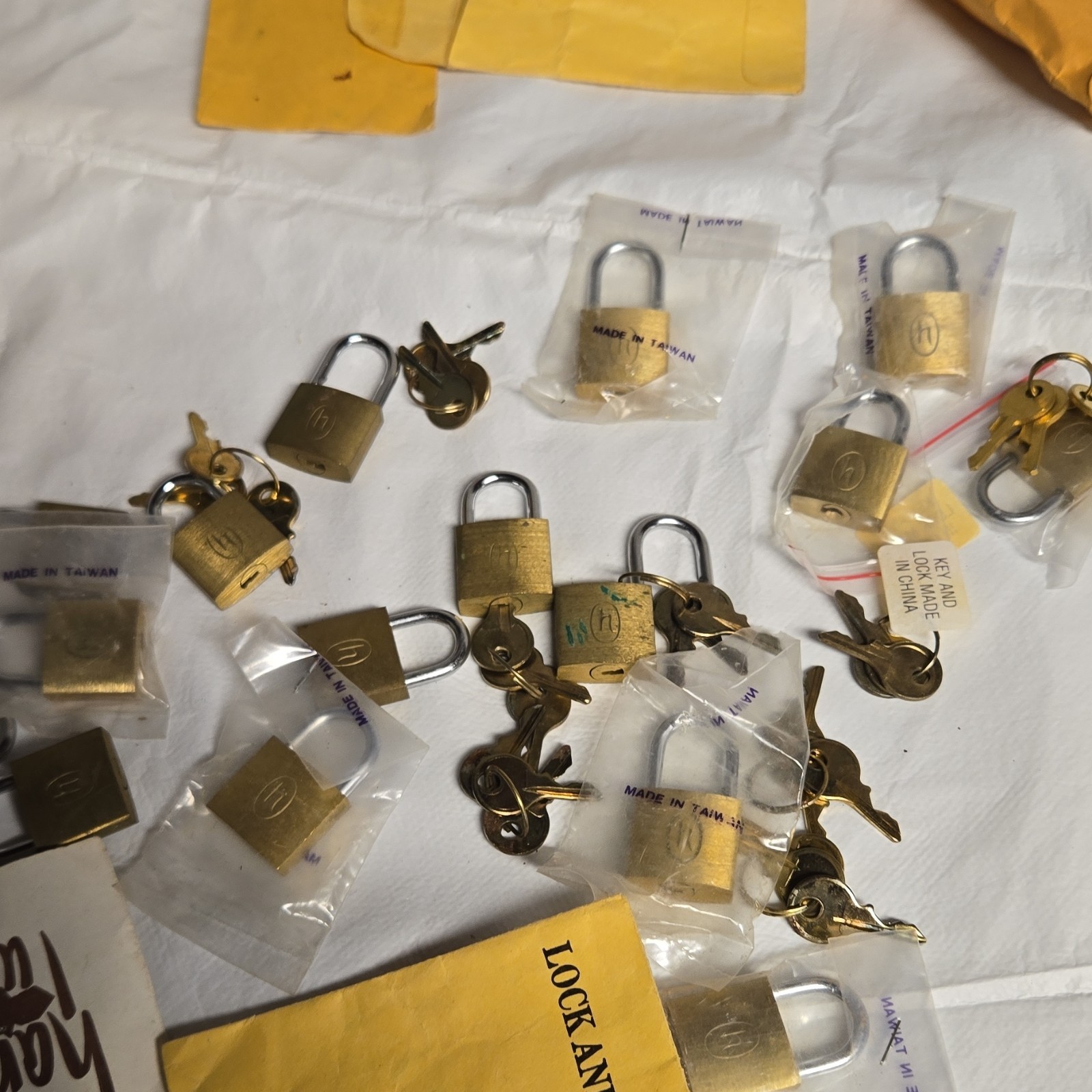 Lot of Brass Keyed Padlocks with Keys