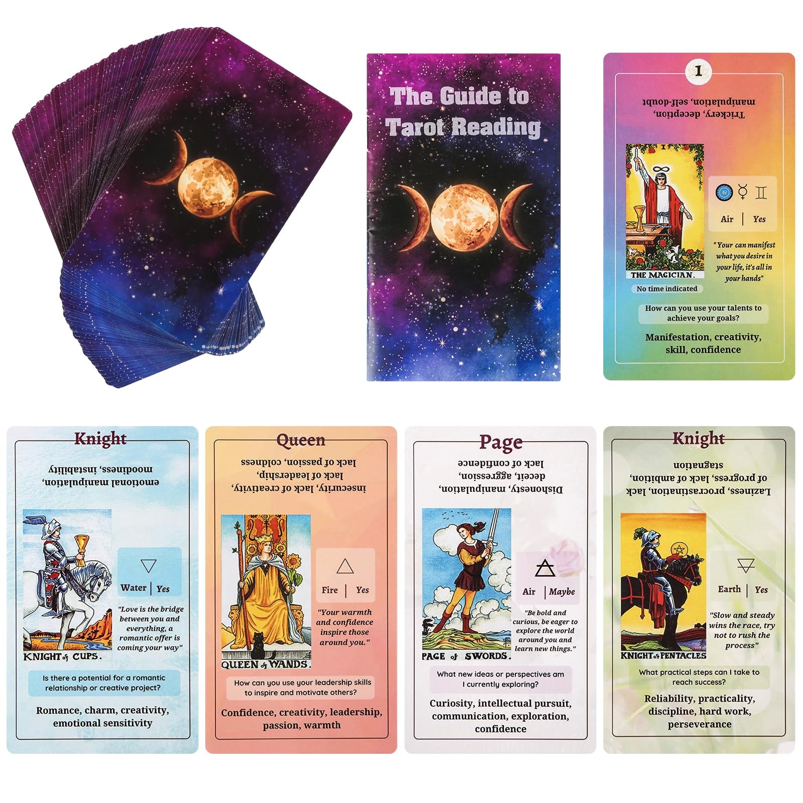 Tarot Cards for Beginners with Guide Book, Medium, Colorful