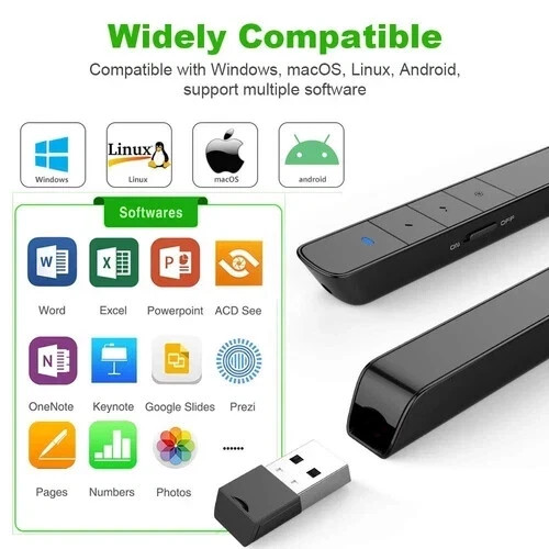 Presentation Clicker Green Light Pointer USB Rechargeable Wireless