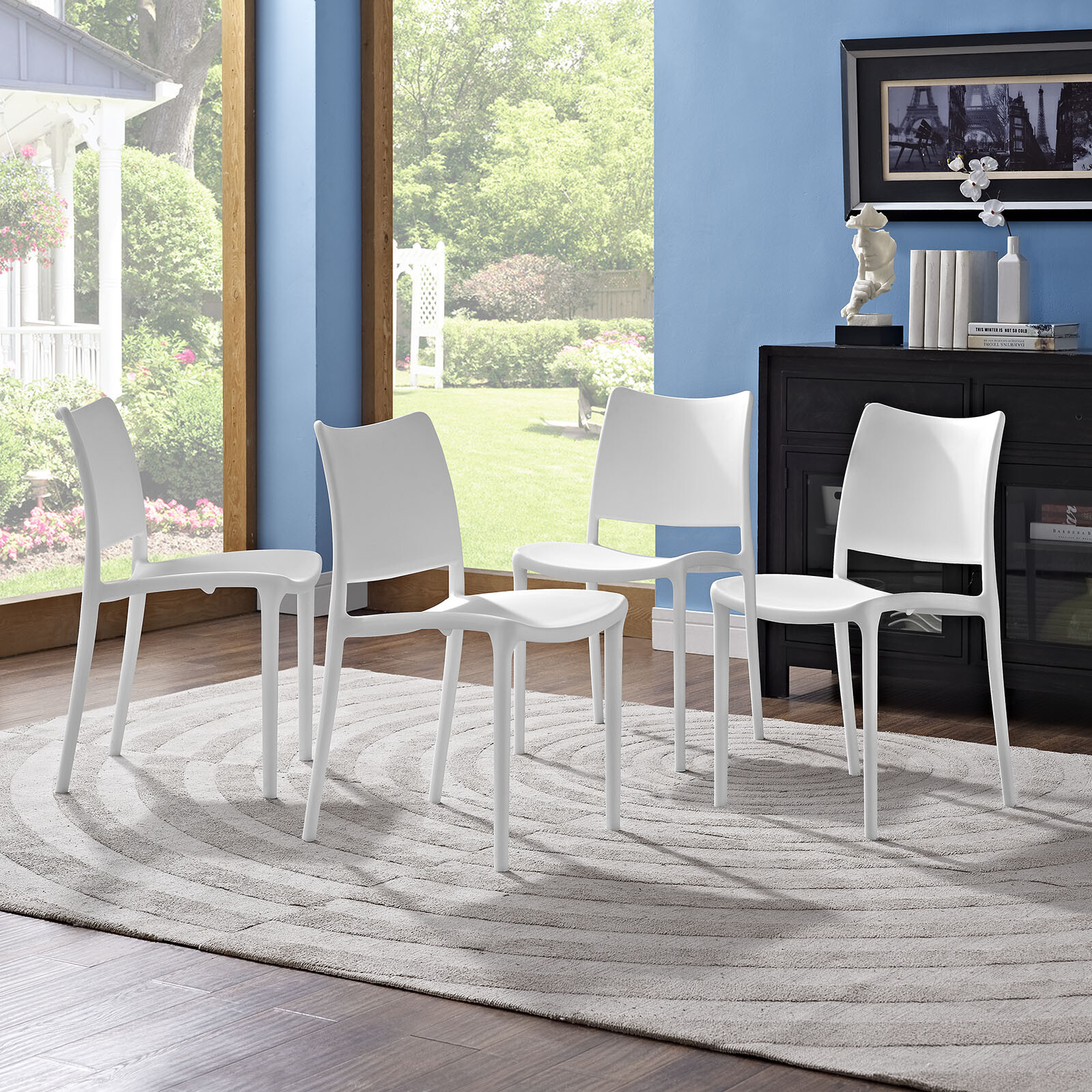 Modway Hipster Dining Side Chair Set of 4 in White