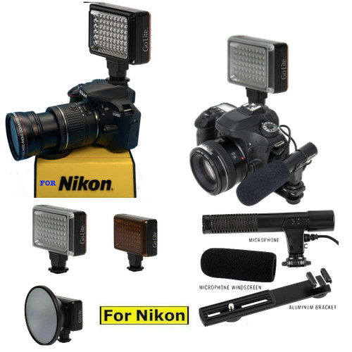 54 LIGHT DIMMABLE LED + VIDEO MIC FOR Nikon D7100 D7000 D5100 D3200 D3100 D3400