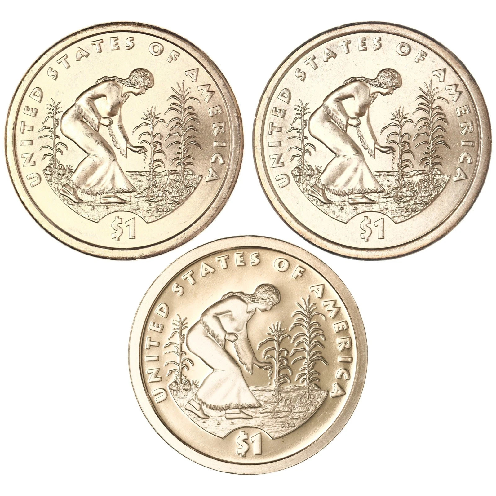 2009 P D S -  PROOF & two Uncirculated Sacagawea Native American Dollar 3 Coins