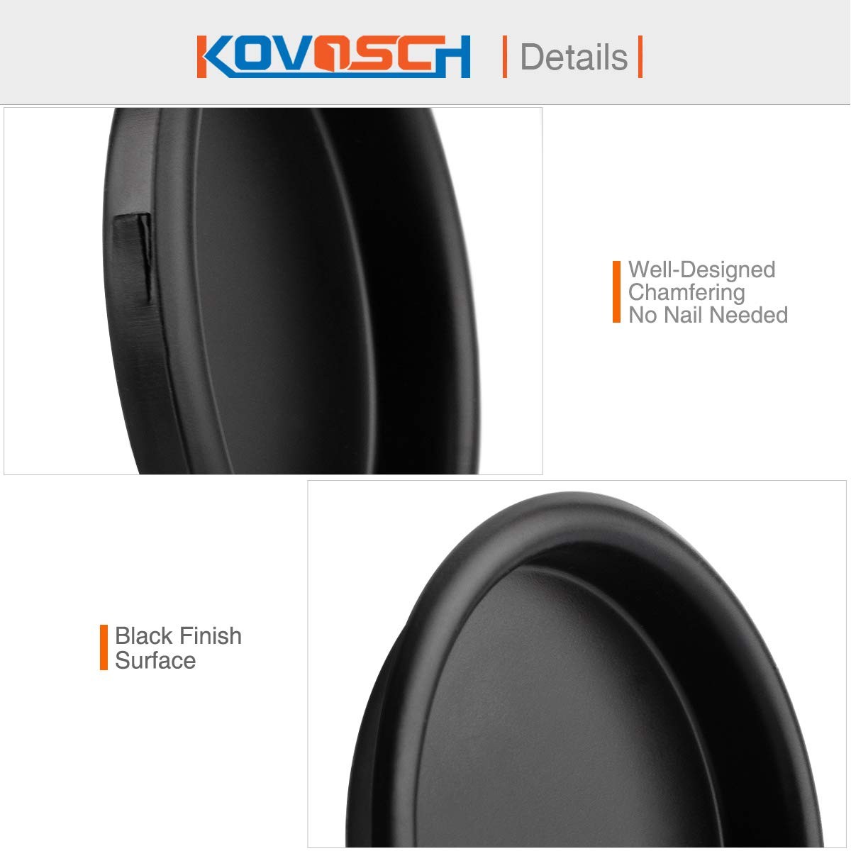 KOVOSCH 10 Pack Closet Door Finger Pull Black - 2-1/8” Round 10 Pack,