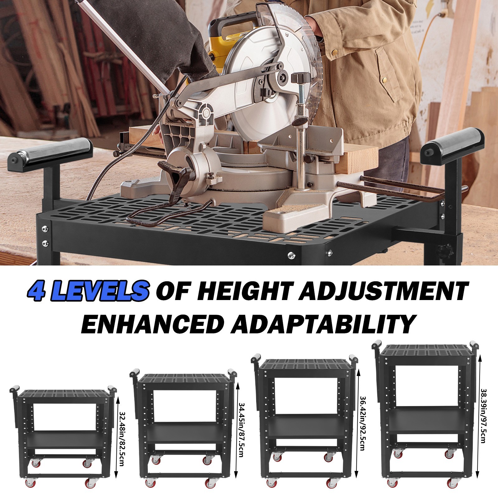 Height Adjustable Planer Stand with Rollers,Miter Saw Tool Stand With Wheels