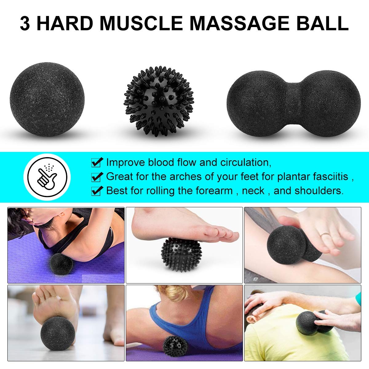 Foam Roller Set - High Density Back Roller, 7 Piece Set, 12-inch