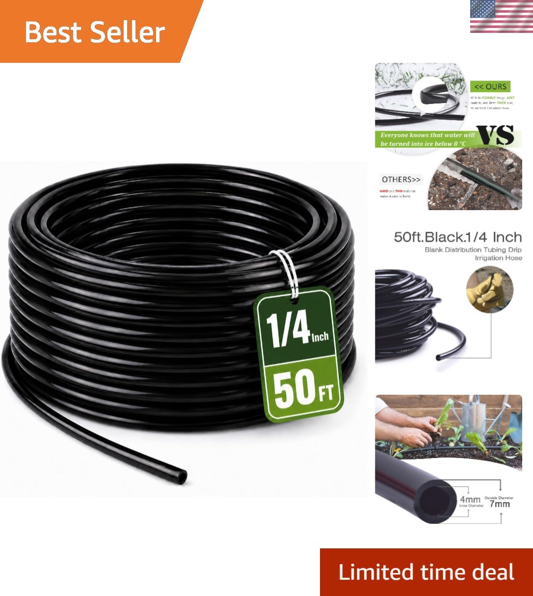 Weather Resistant 50ft Blank Drip Irrigation Tubing - Perfect for All Gardens
