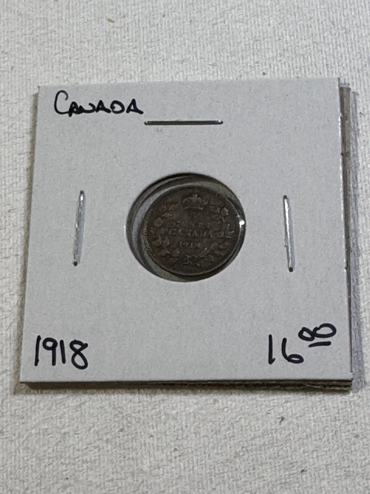 1918 Canada 5 Cents Small Silver Coin