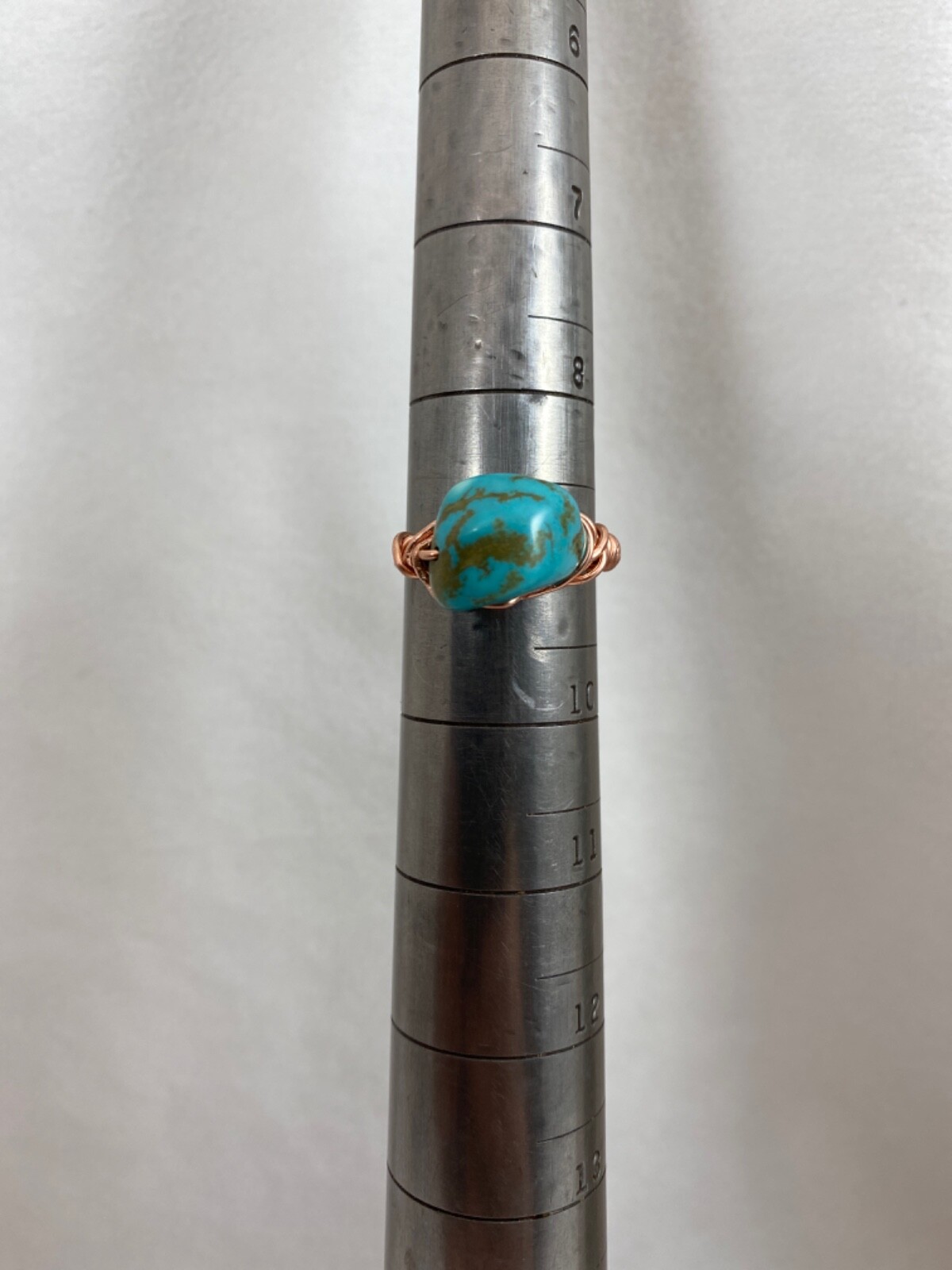 Handmade ~ Copper Wire Wrap ~ Turquoise Ring Size 9 #61