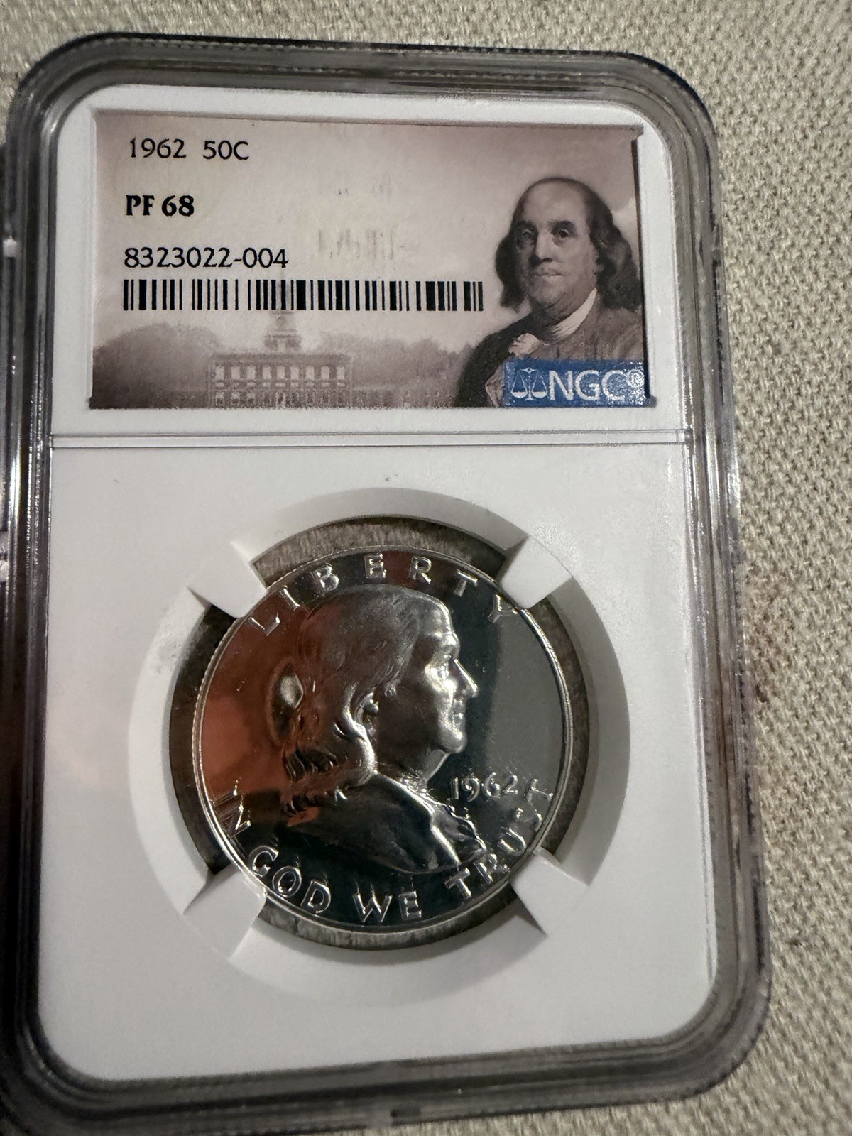 1962 Franklin Half Dollar 50C Proof PF68 NGC Silver KM#199 Cert 8323022-004