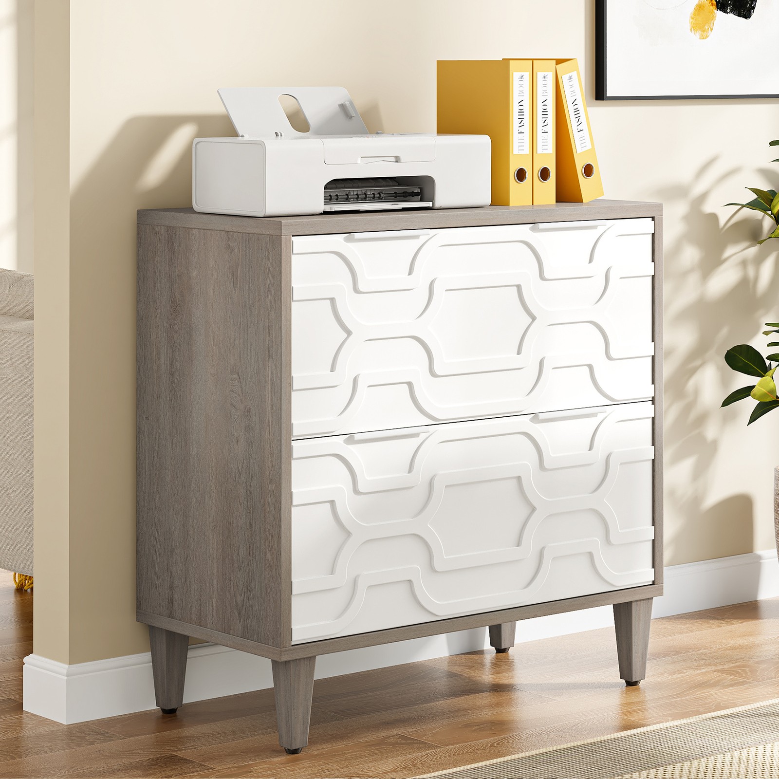 2-Drawer File Cabinet, Office Lateral Filing Cabinet for A4/Letter/Legal Size