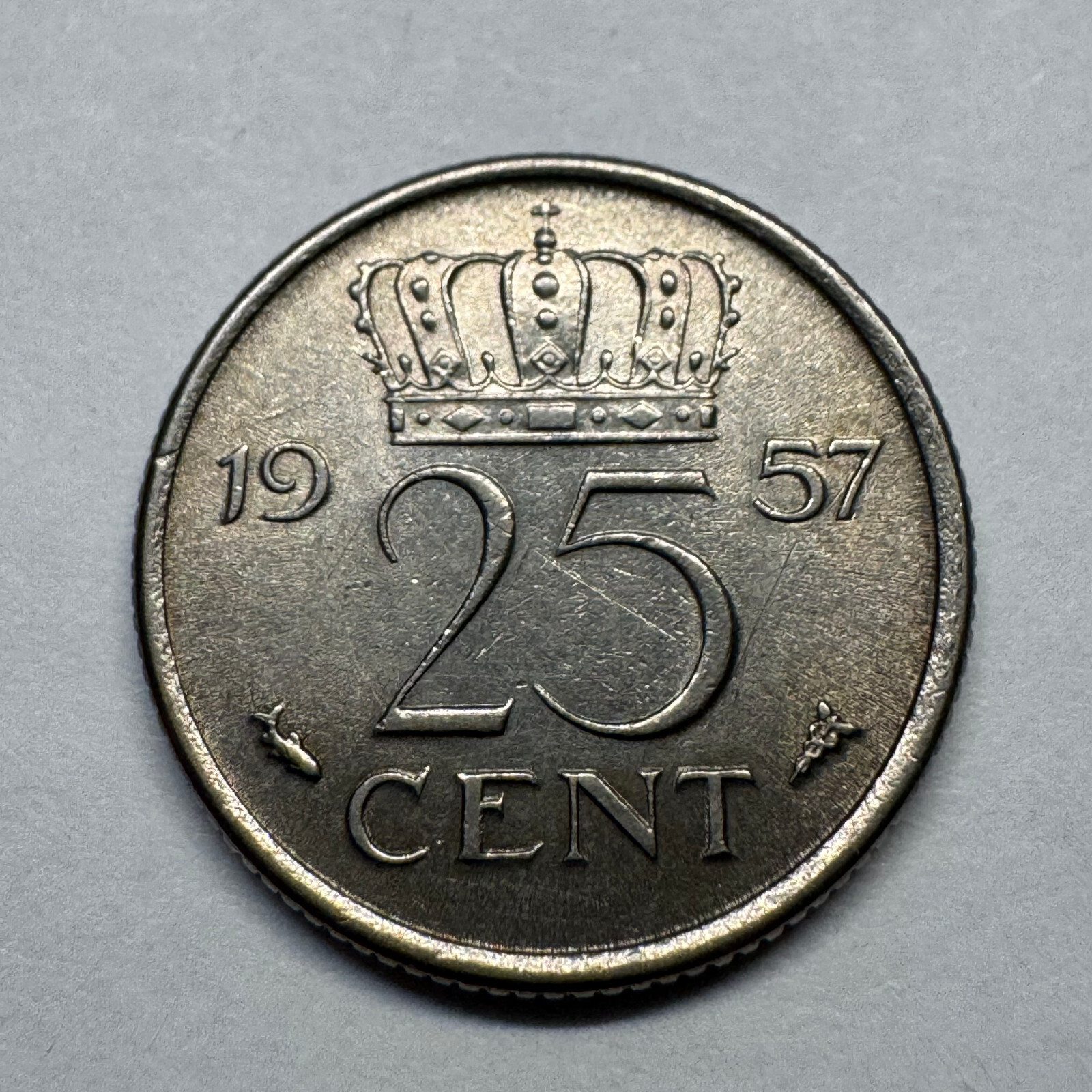 1957 Netherlands 25 Cents - Beautiful Coin - #B-037