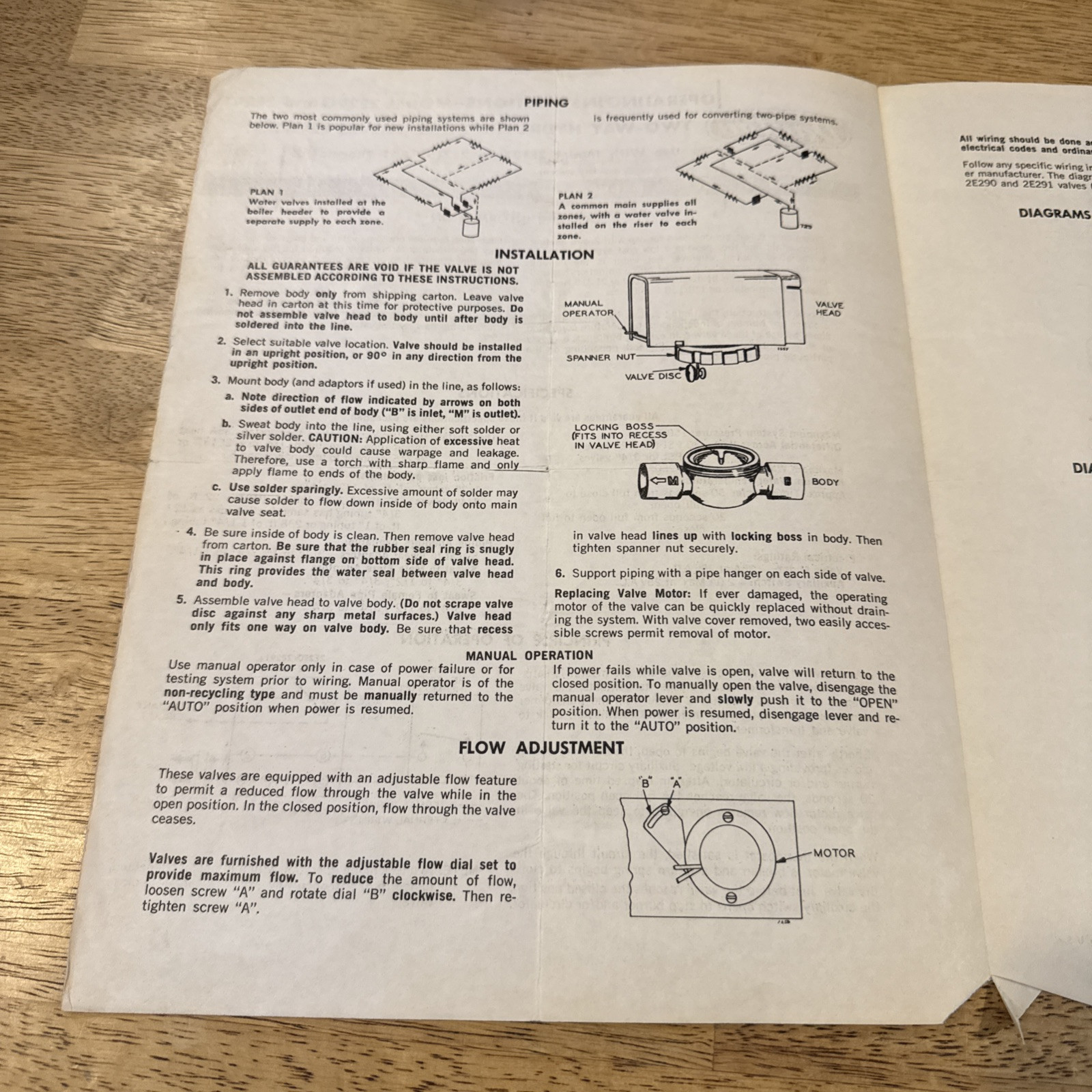 Dayton Two Way Hydronic Zone Values Model 2E290 & 2E291 Operating Instructions