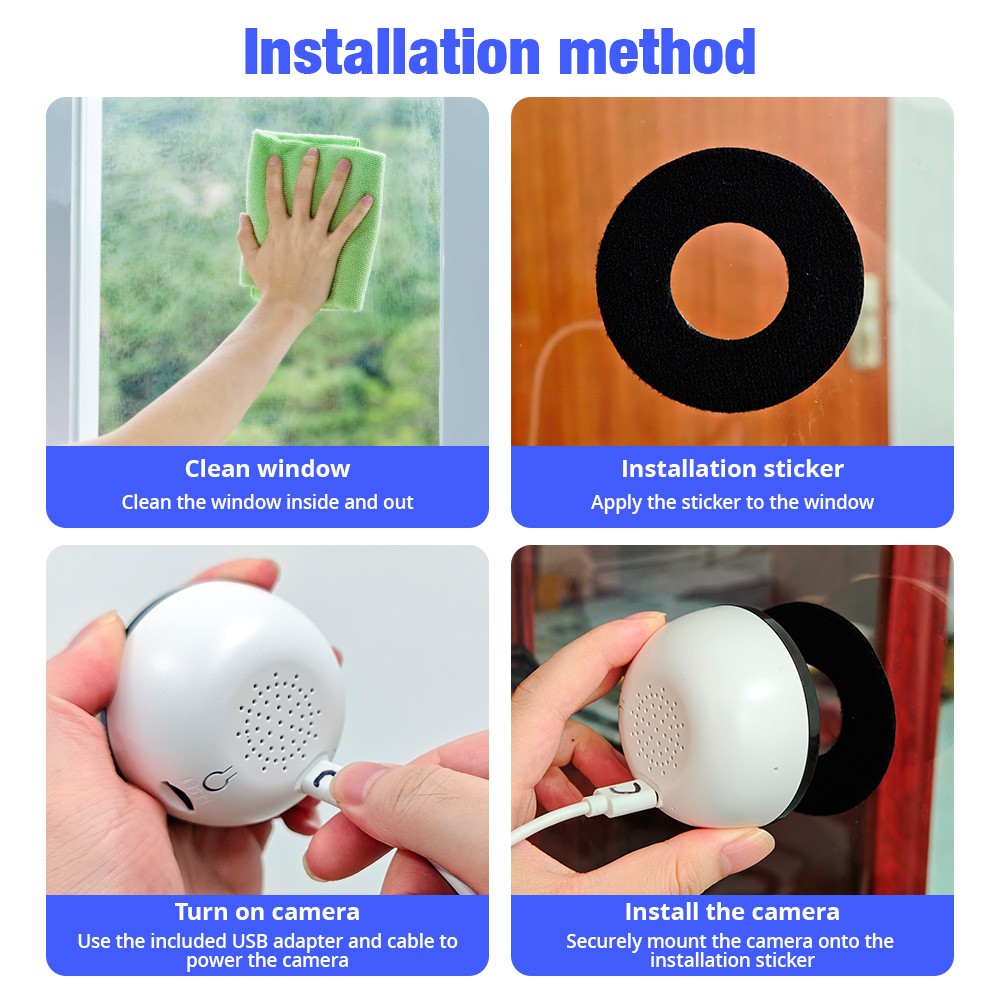 2.4G WIFI Window Camera 2K Indoor Cameras for Home Security Easy & Quick Install