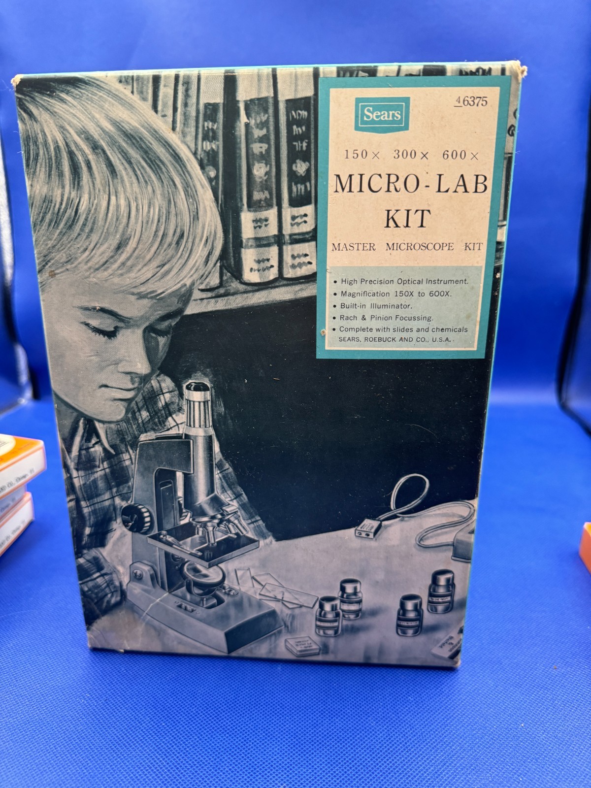 Sears Micro Lab Kit 46375 Master Microscope Set  150x  300x  600x +60 Slides