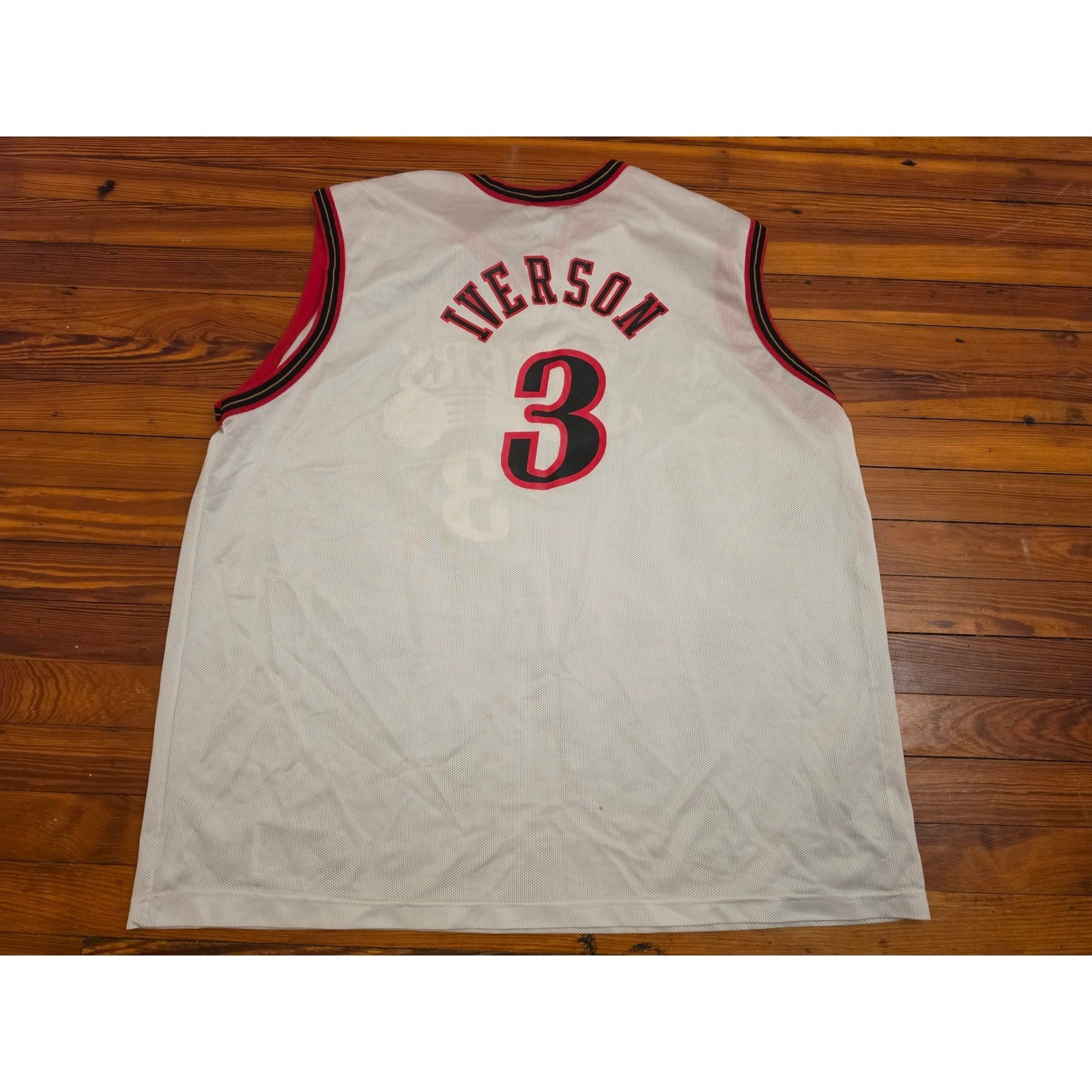 Champion Allen Iverson Philadelphia 76ers Jersey White Mens 52 XXL Vintage NBA