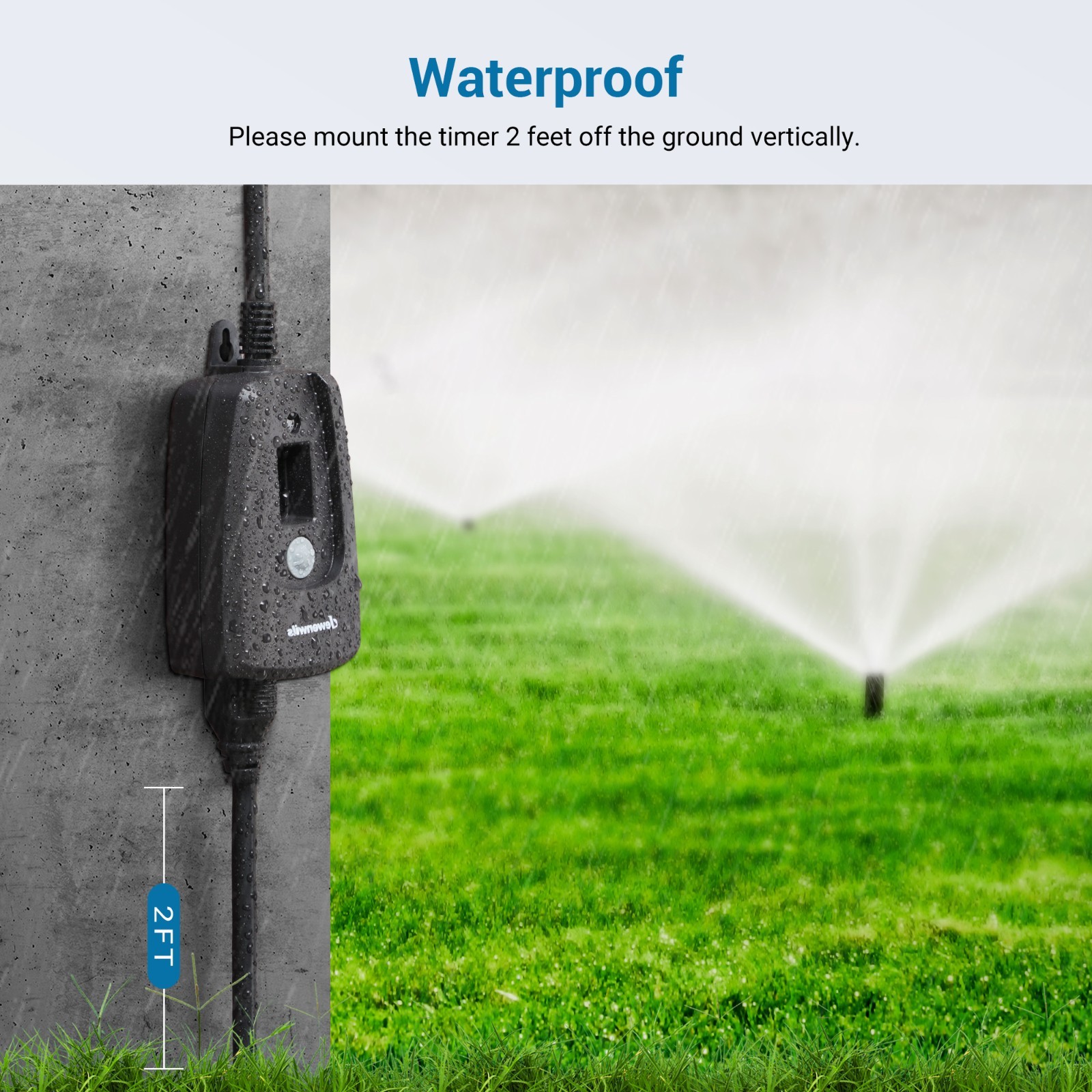DEWENWILS Outdoor Waterproof Timer, 2-Outlet Plug-in, Countdown, UL Listed, 15A