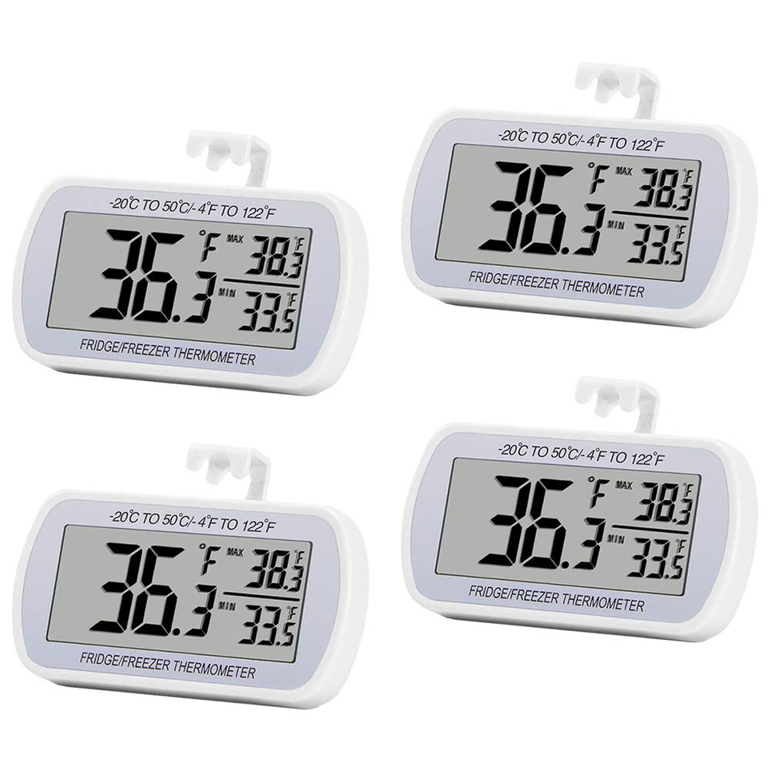 4 Pack Digital Refrigerator Thermometer Fridge Freezer Room Thermometer Water...