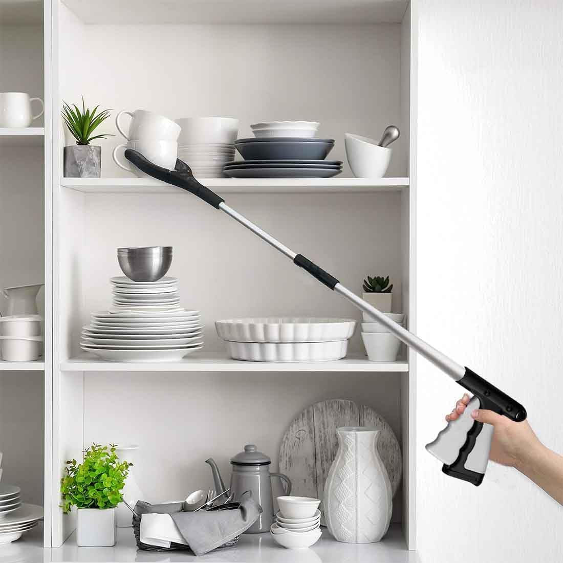 32” Foldable Reacher Grabber Tool, Magnet Tip, 360° Rotating Litter Picker, Grey