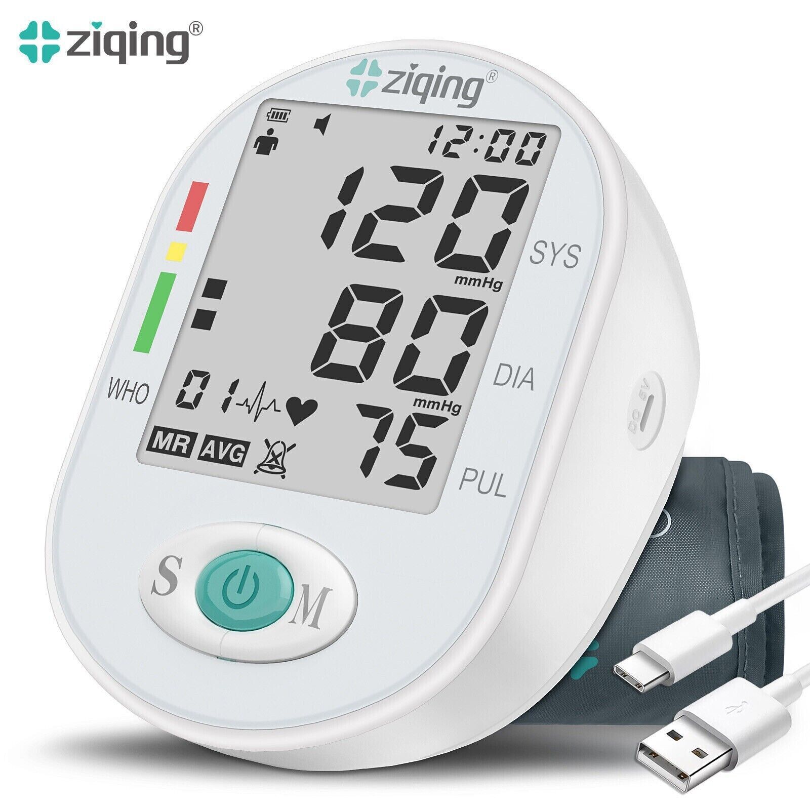 Digital Upper Arm Blood Pressure Monitor BP Cuff Heart Rate Machine