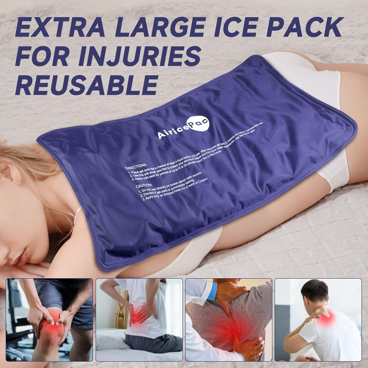 Extra Large Gel Flexible Back Ice for Injuries Reusable Multi Sizes Cold Pack