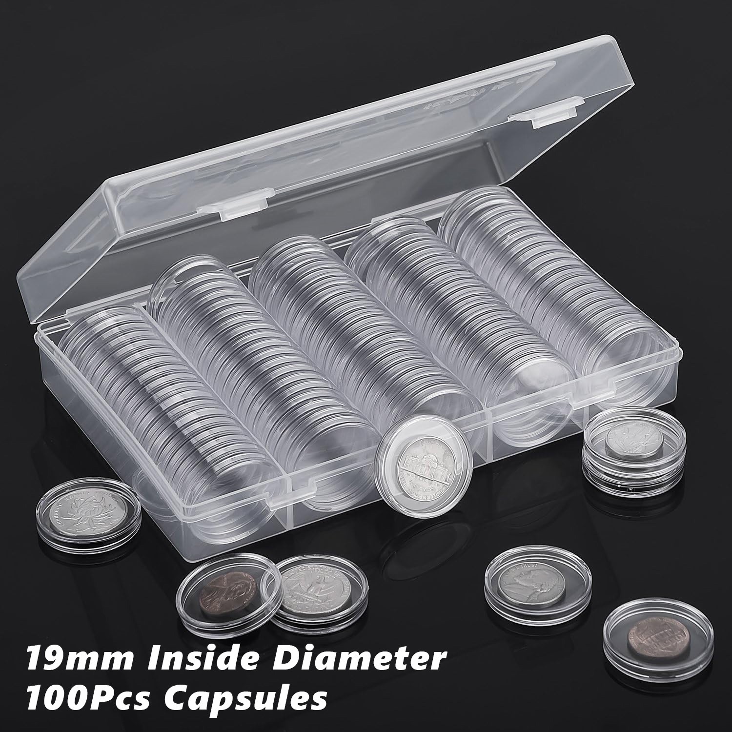 100x 19mm Coin Capsules Display Case for US Indian Head Lincoln Penny Small Cent