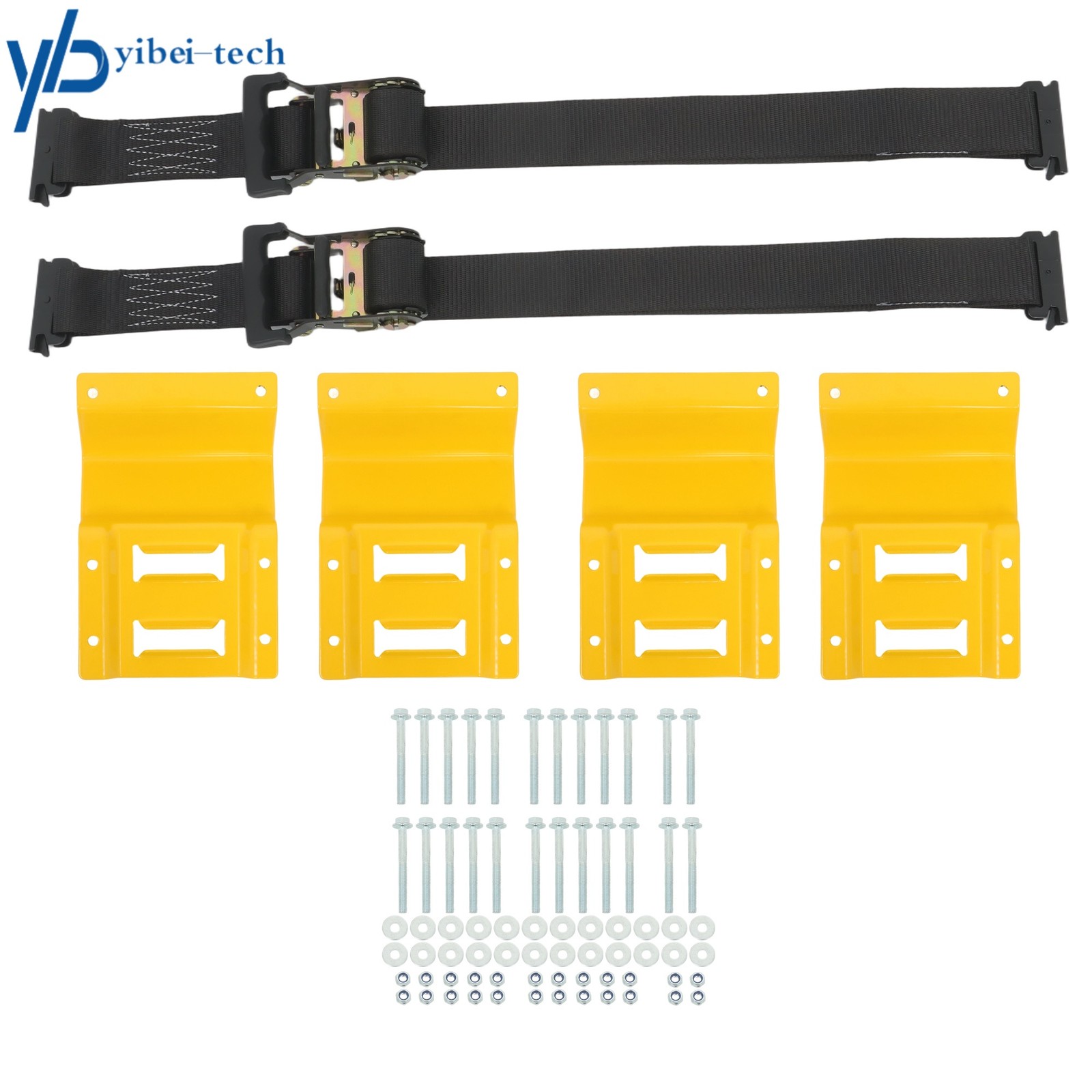 1 Pack Wheel Chock Tie Down E Track System 6' Black Ratchet Straps For Trailers