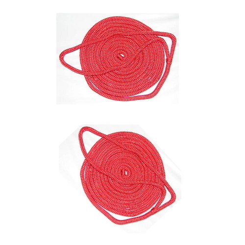 2 Pack of 3/8 Inch x 6 Ft Red Double Braid Nylon Fender Lines for Boats