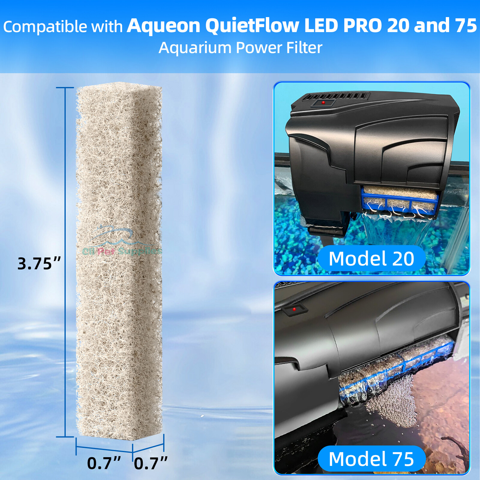 Replacement Ammonia Reducer Pads Compatible with Aqueon QuietFlow 20 & 75 Filter