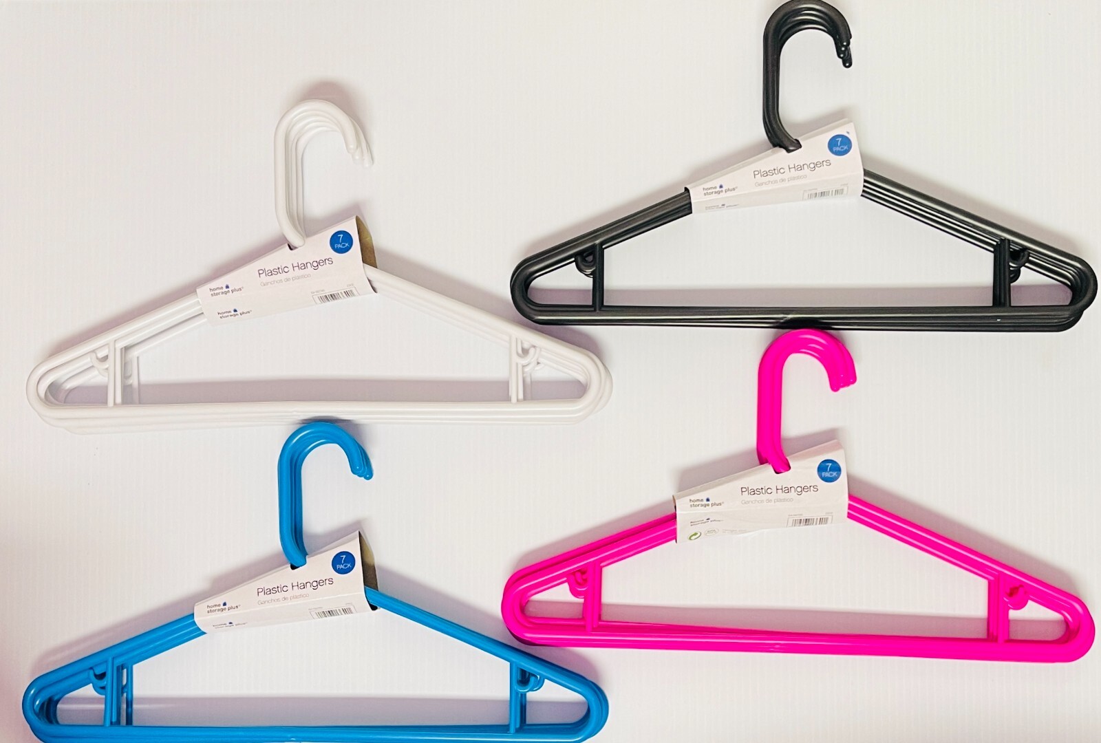 Plastic Hangers Premium Quality! 7 Pack Hangers, High Quality 4 Colors Select