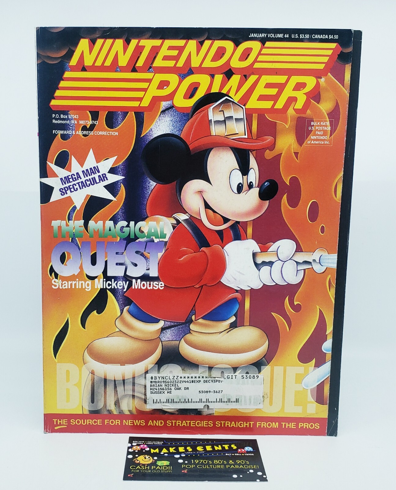 NINTENDO POWER MAGAZINE  #44 JAN 1993 w/ Poster & Mario Paint Insert