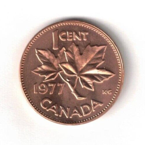1977 Canadian Brilliant Uncirculated One Cent Elizabeth II Coin!