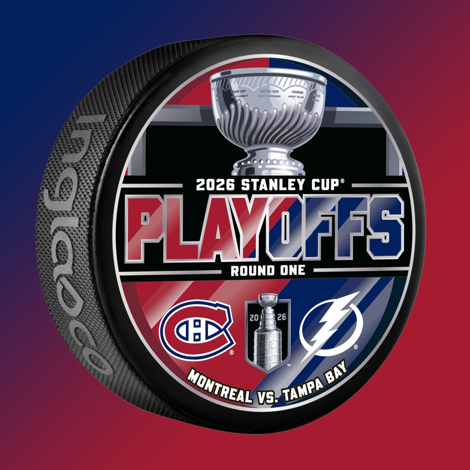 2026 NHL STANLEY CUP PLAYOFFS RND 1 PUCK MONTREAL CANADIANS TAMPA BAY LIGHTNING