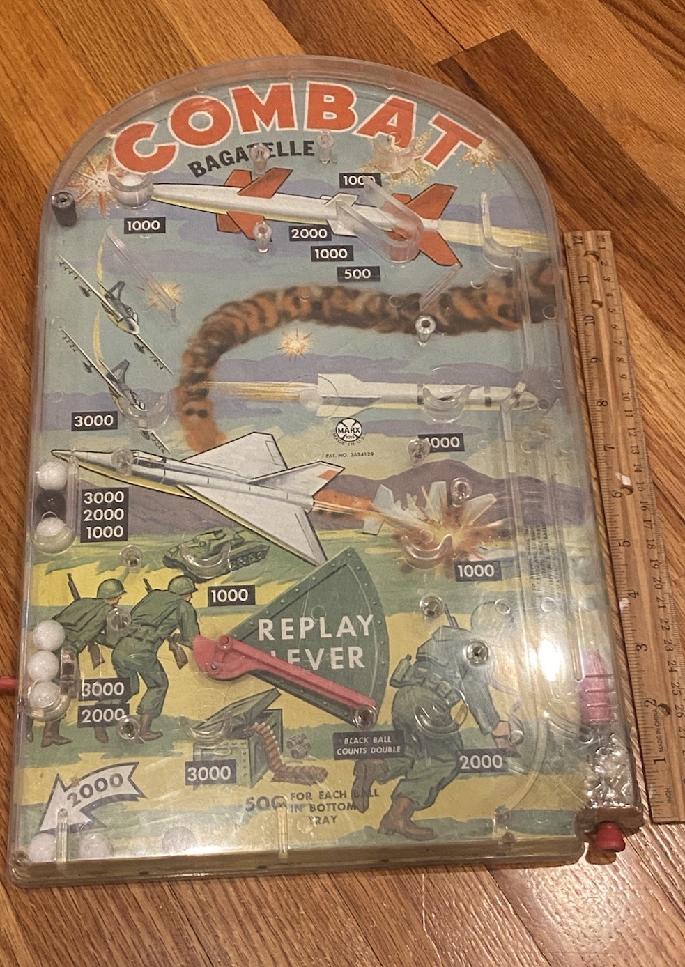 Vintage 1950’s Combat Bagatelle Pinball Style Game By Louis Marx & Co. #2634129