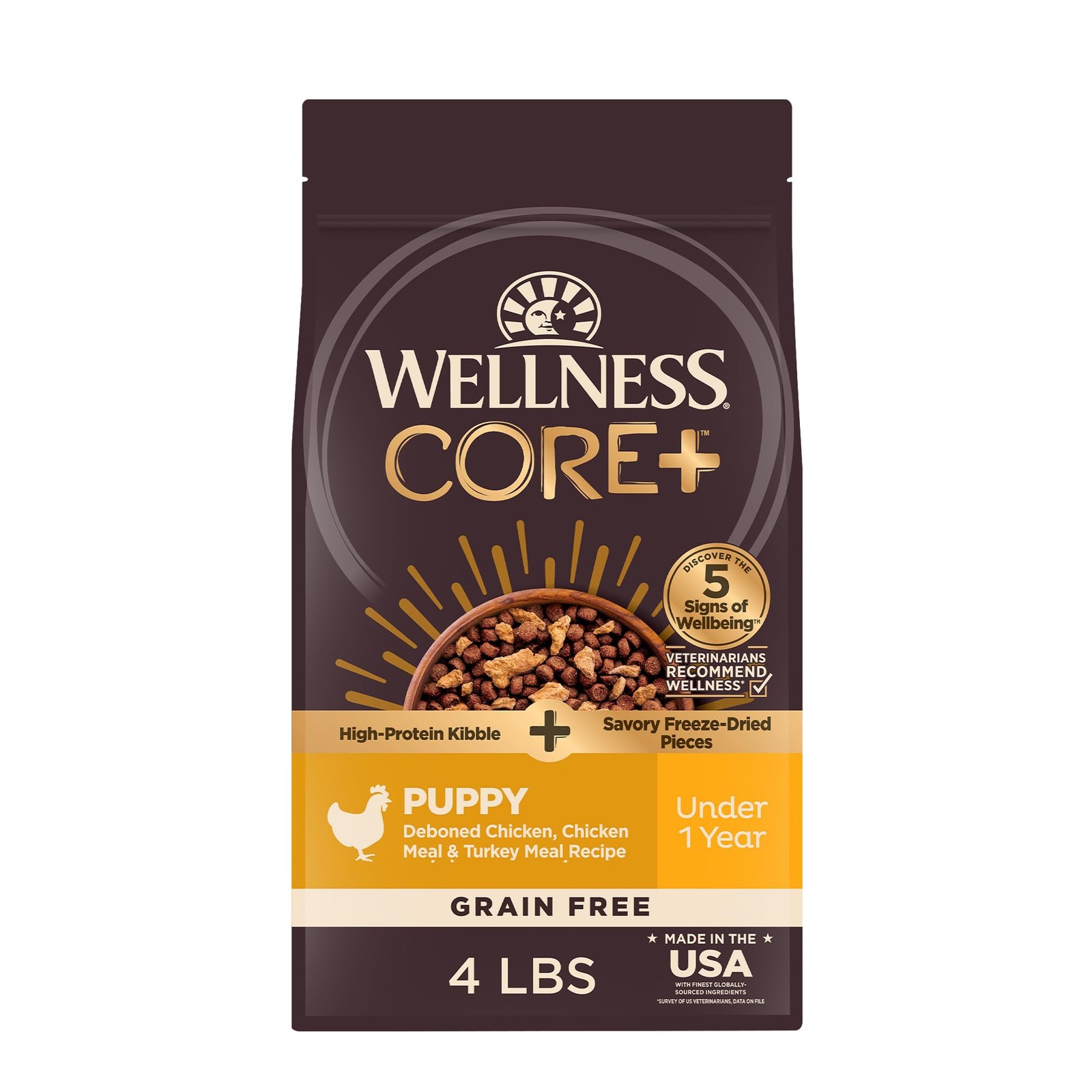 Wellness CORE+ Puppy Dry Dog Food with Freeze Dried Pieces, Grain Free, High Pro