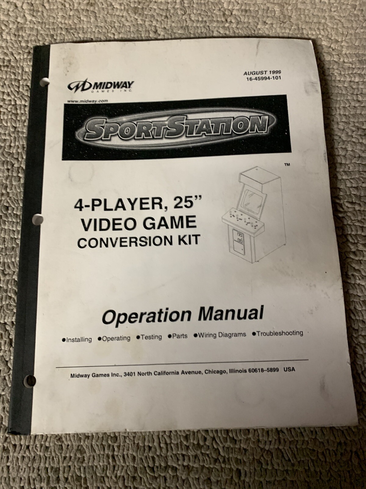 original Sportstation Midway arcade video game manual