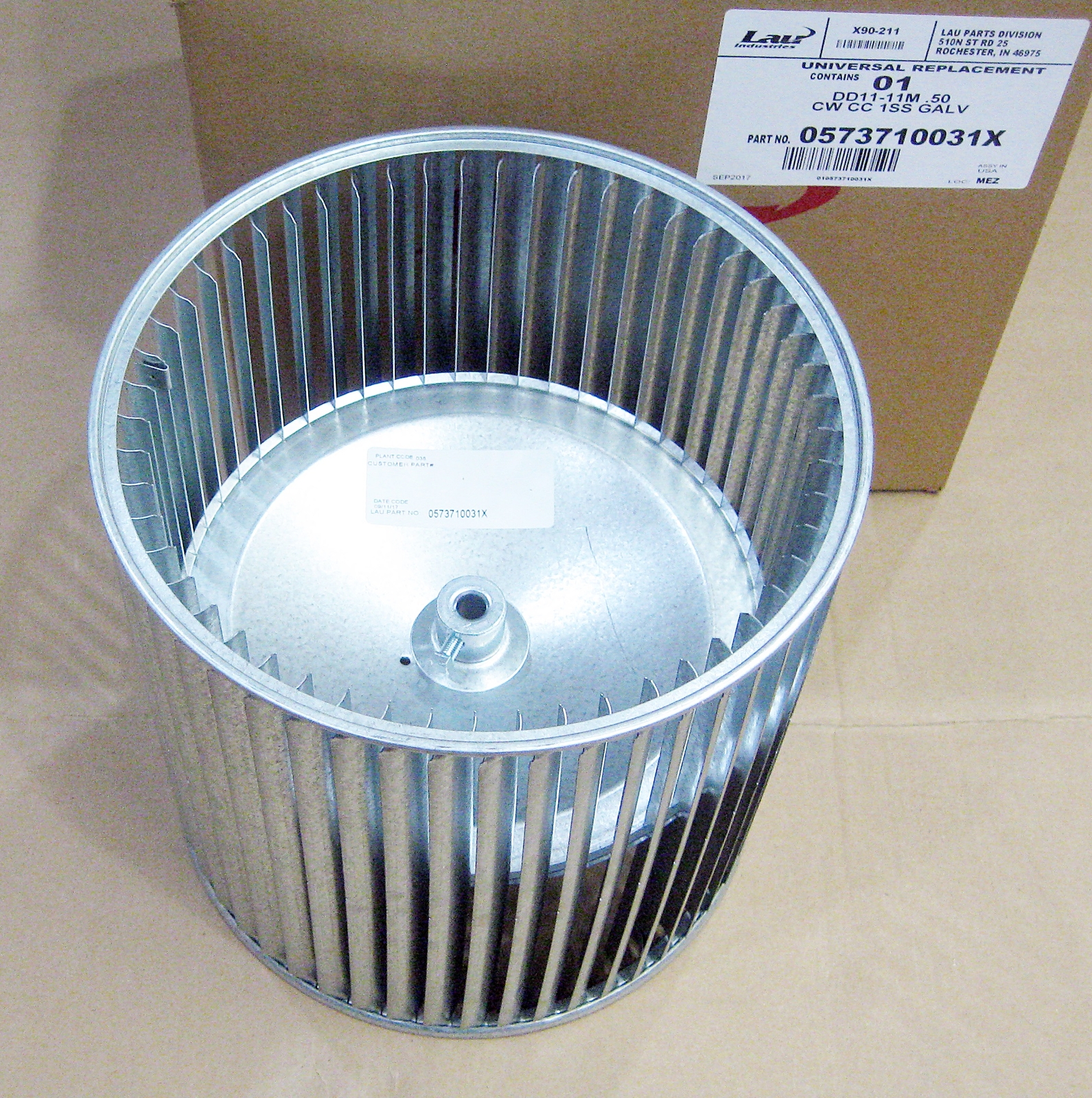 DD11-11M Blower Wheel Squirrel Cage for Carrier LA22ZA120 CW Concave 1/2" Bore