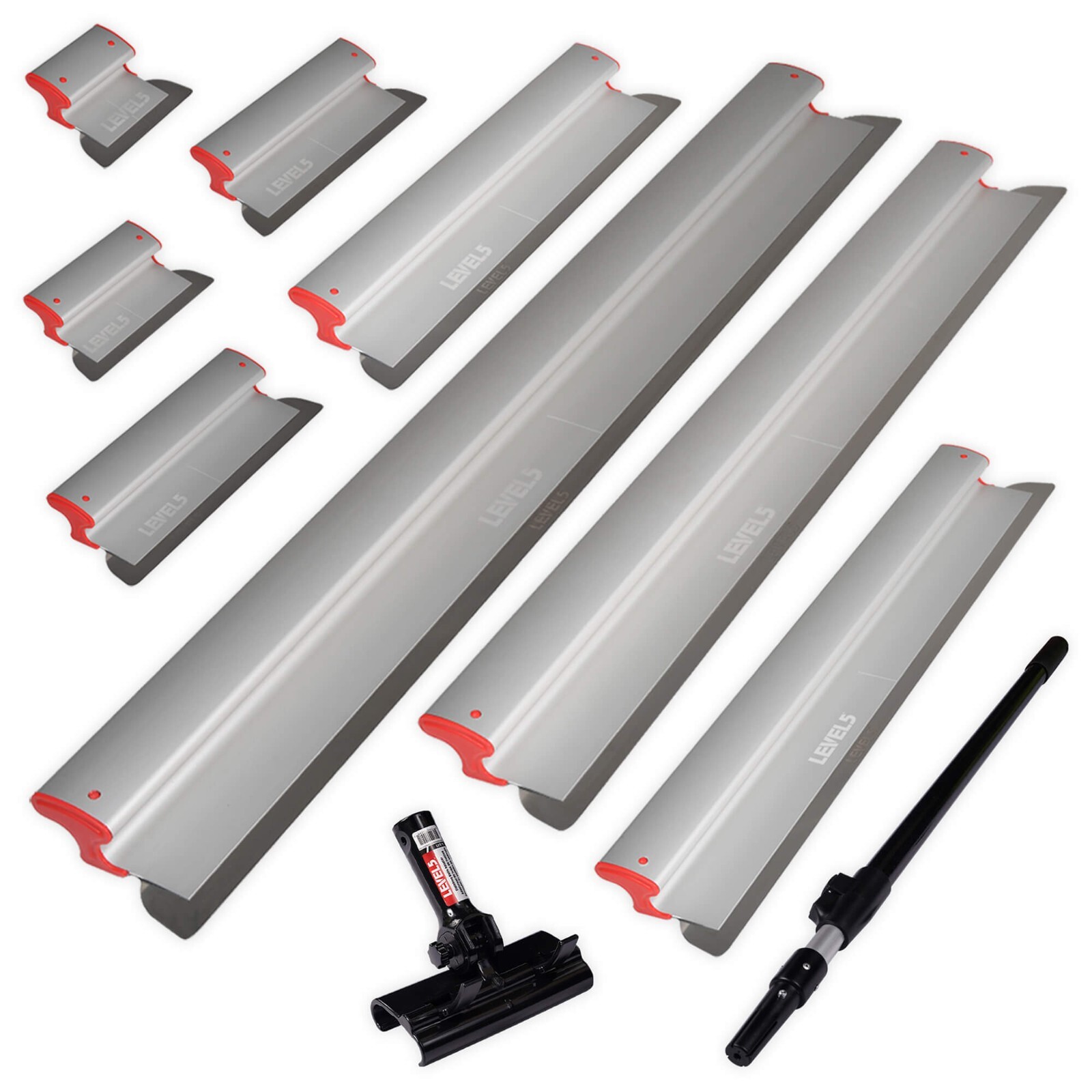 LEVEL5 Drywall Skimming Blades 10 pc Stainless Steel w/ Adapter + Handle | 5-446