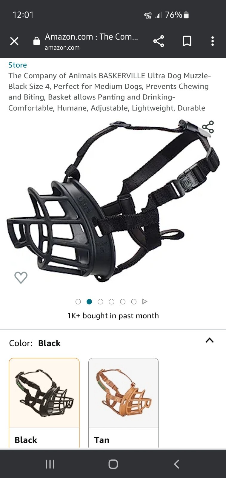 Baskerville Ultra Dog Muzzle Black Size 3 Perfect for Border Collie Beagle Corgi