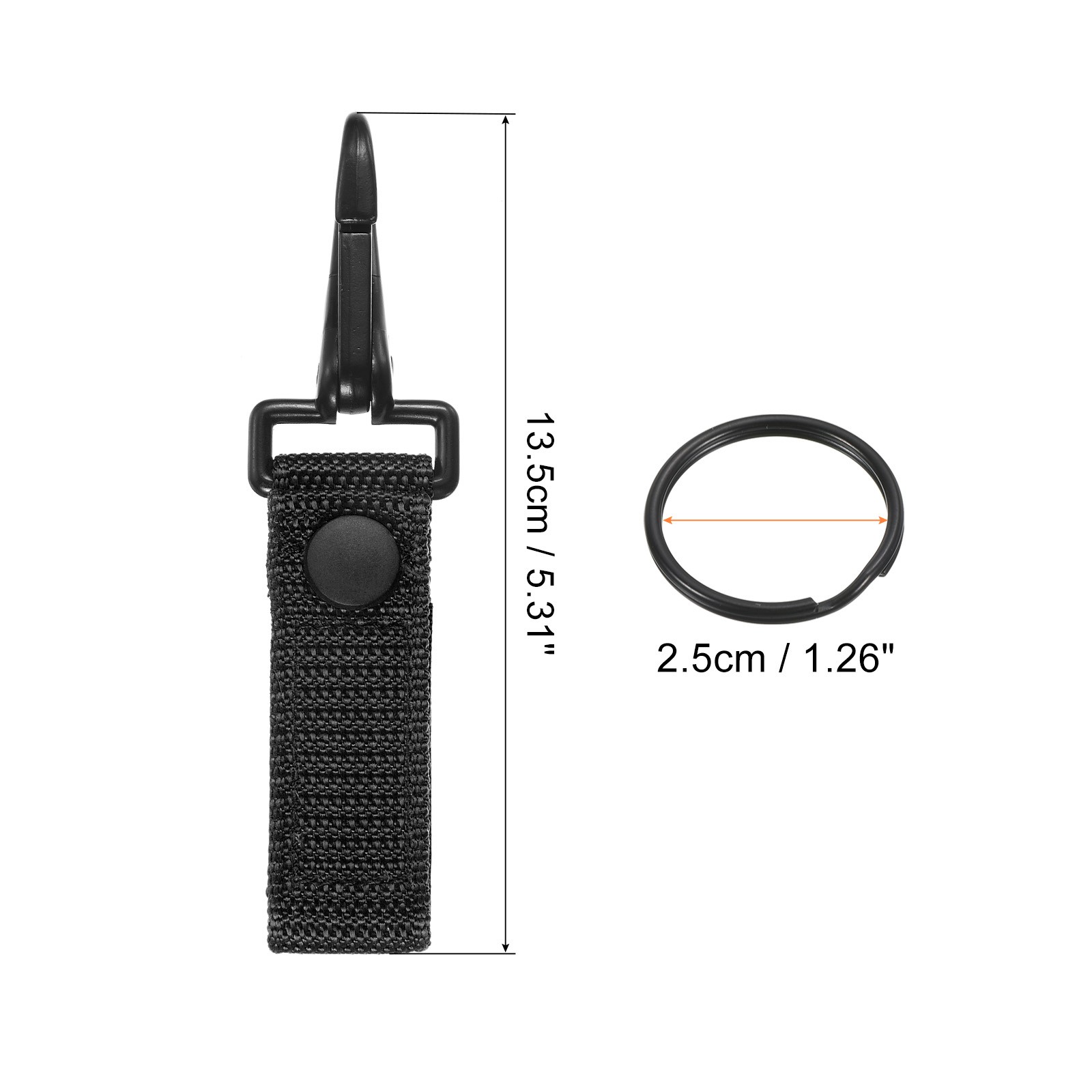 1Pcs Black Belt Keeper Key Ring DIY Nylon Webbing Strap Buckle