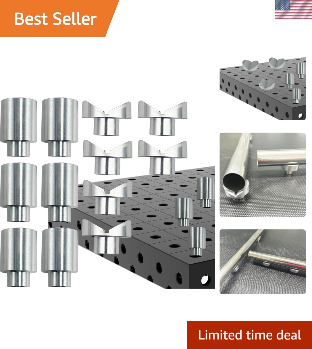 Welding Table Fixture Pins 12 Pcs 5/8 x 1 x 1.5 Stop Alignment Aluminum Acces...