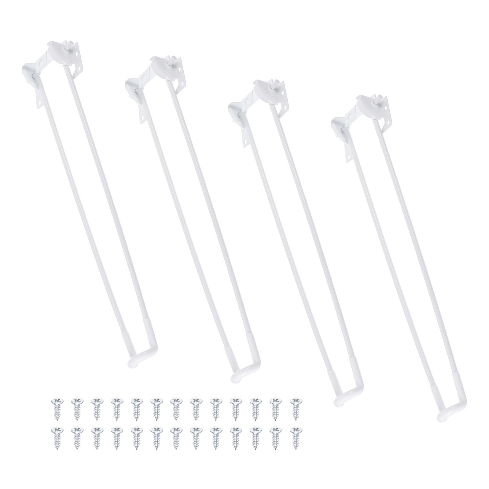 4Pcs Metal Foldable Hairpin Table Legs 17 Inch with Rubber Pads Screws White