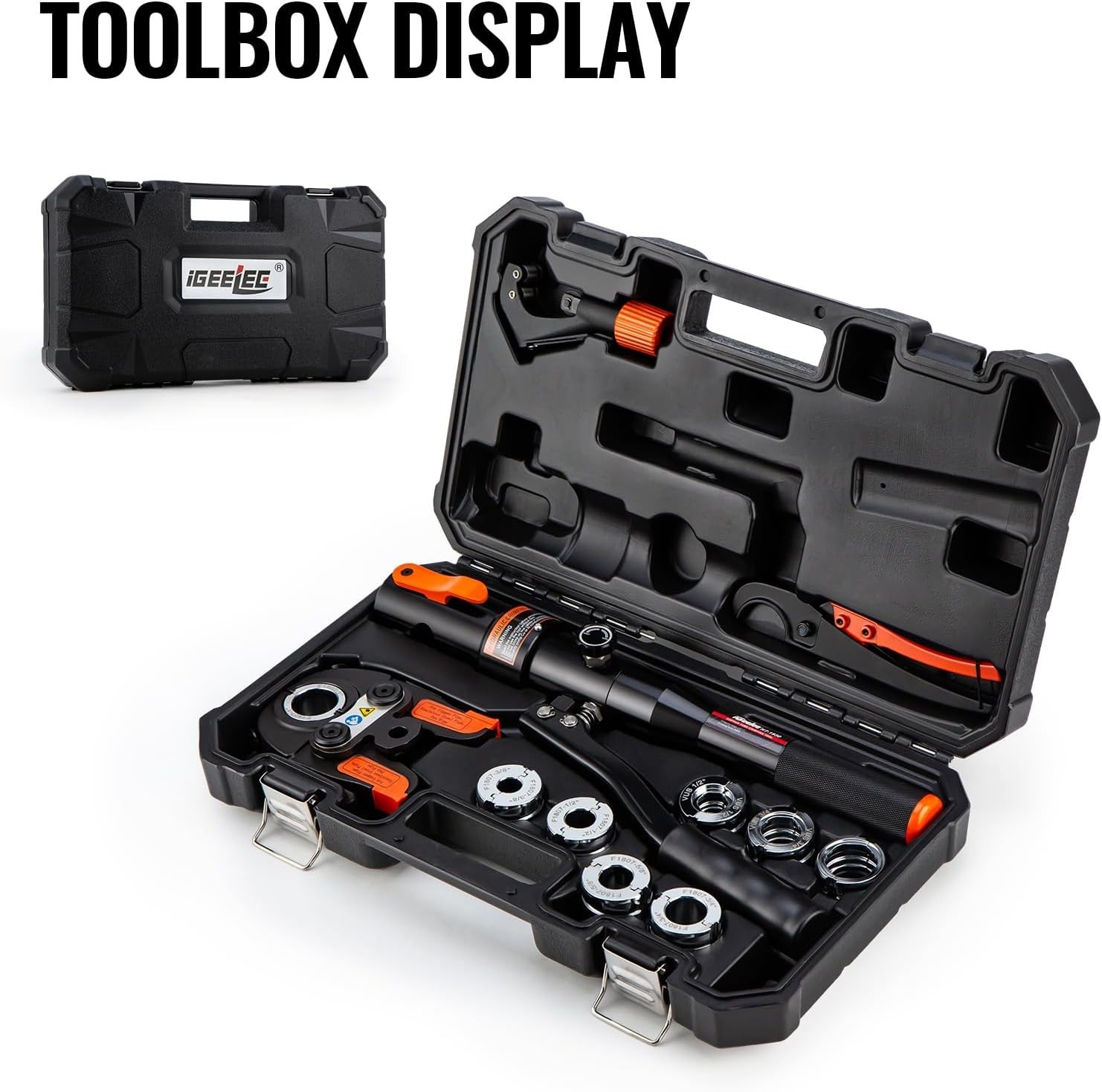 Ergonomic Pex Crimping Tool with Automatic Locking & Case - Leak-Free Solutions