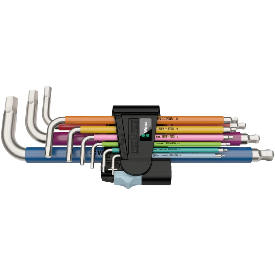 WERA 05022669001 3950/9 Hex-Plus Multicolour Stainless 1 L-key set, 9 pieces