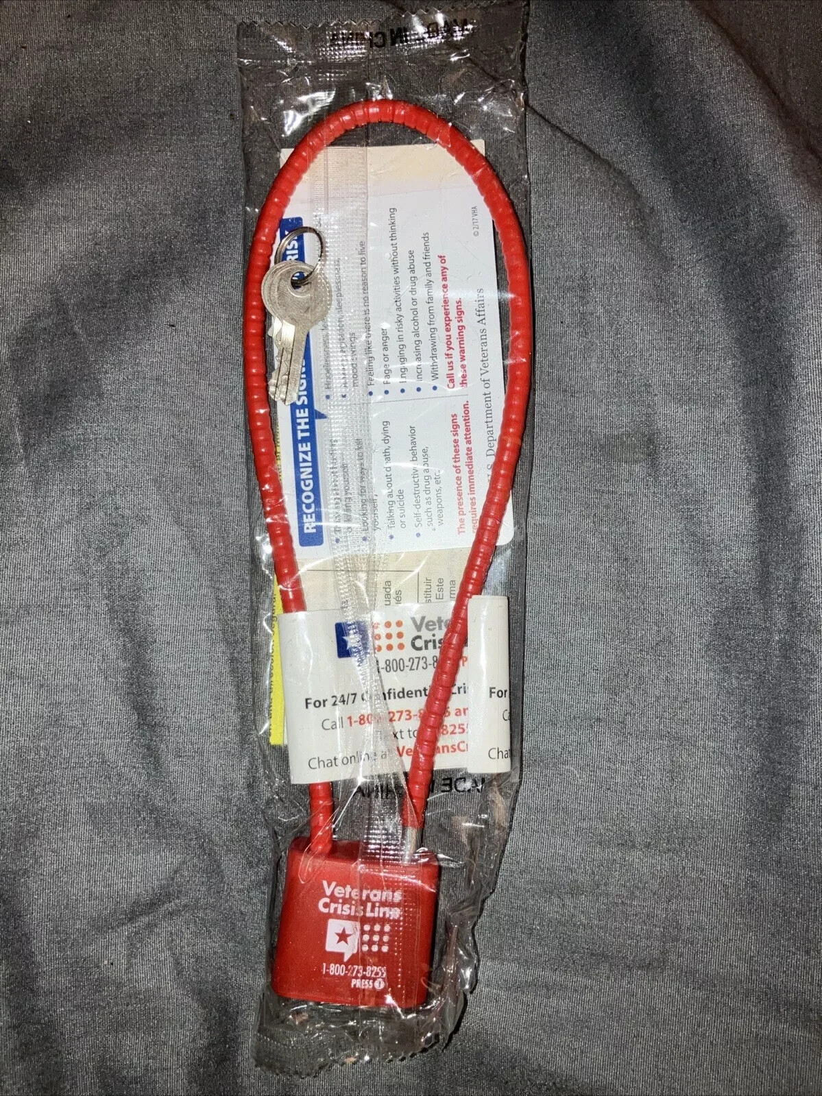 Veterans Crisis Line Gun Lock W/Keys New 15 Inch