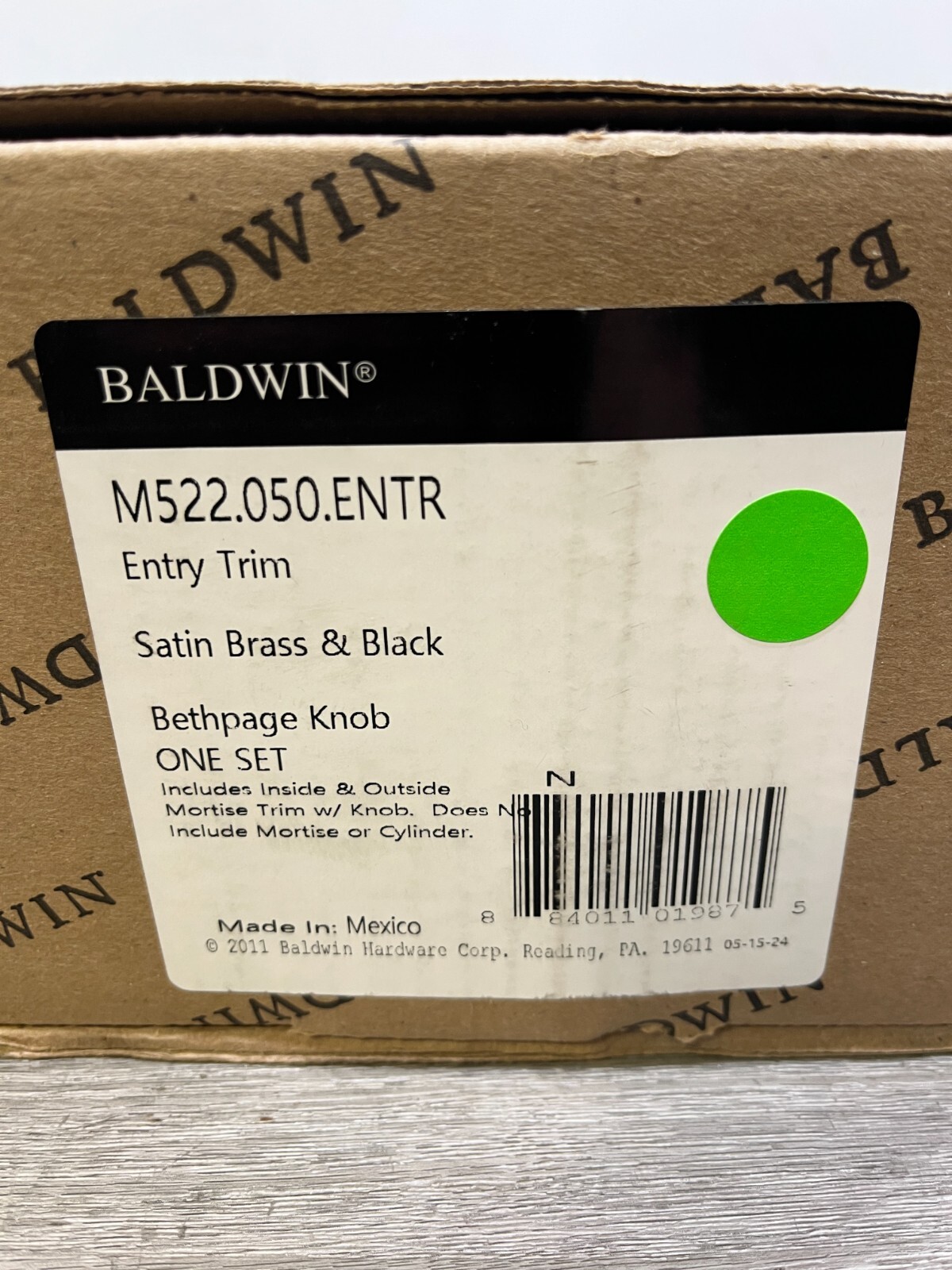 Baldwin M522050ENTR Bethpage Single Cylinder Handleset Trim Set READ*