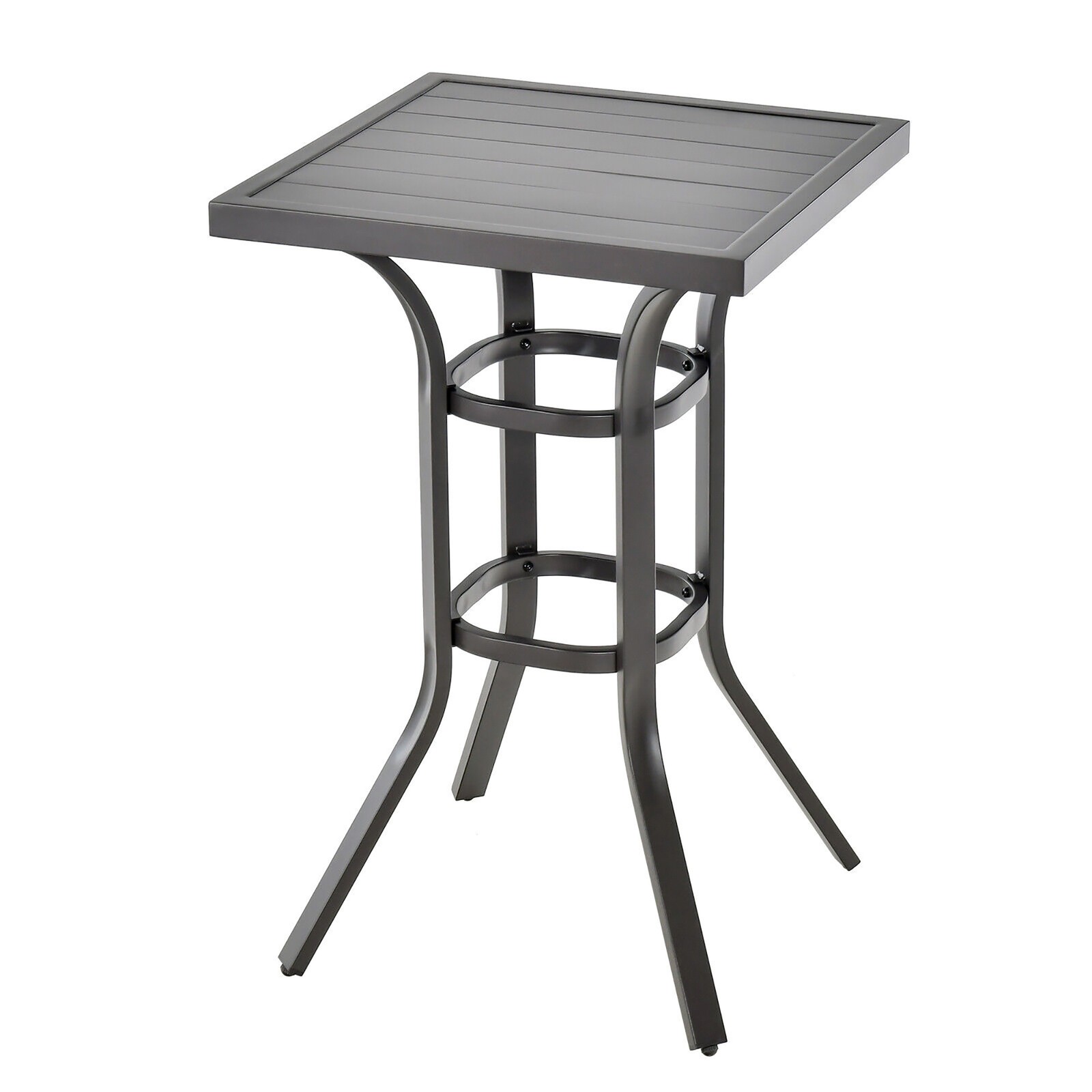 24" Outdoor Bar Table Patio Bar Height Table w/ Aluminum Tabletop