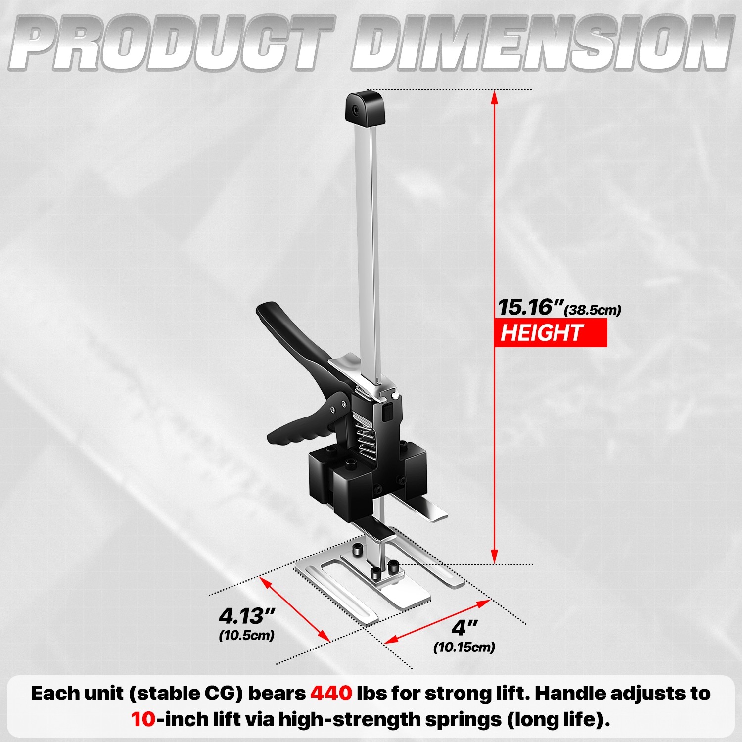 Labor Saving Handle 2 Pack 10 in 440 lbs Construction Jack Lever Arm Lifter