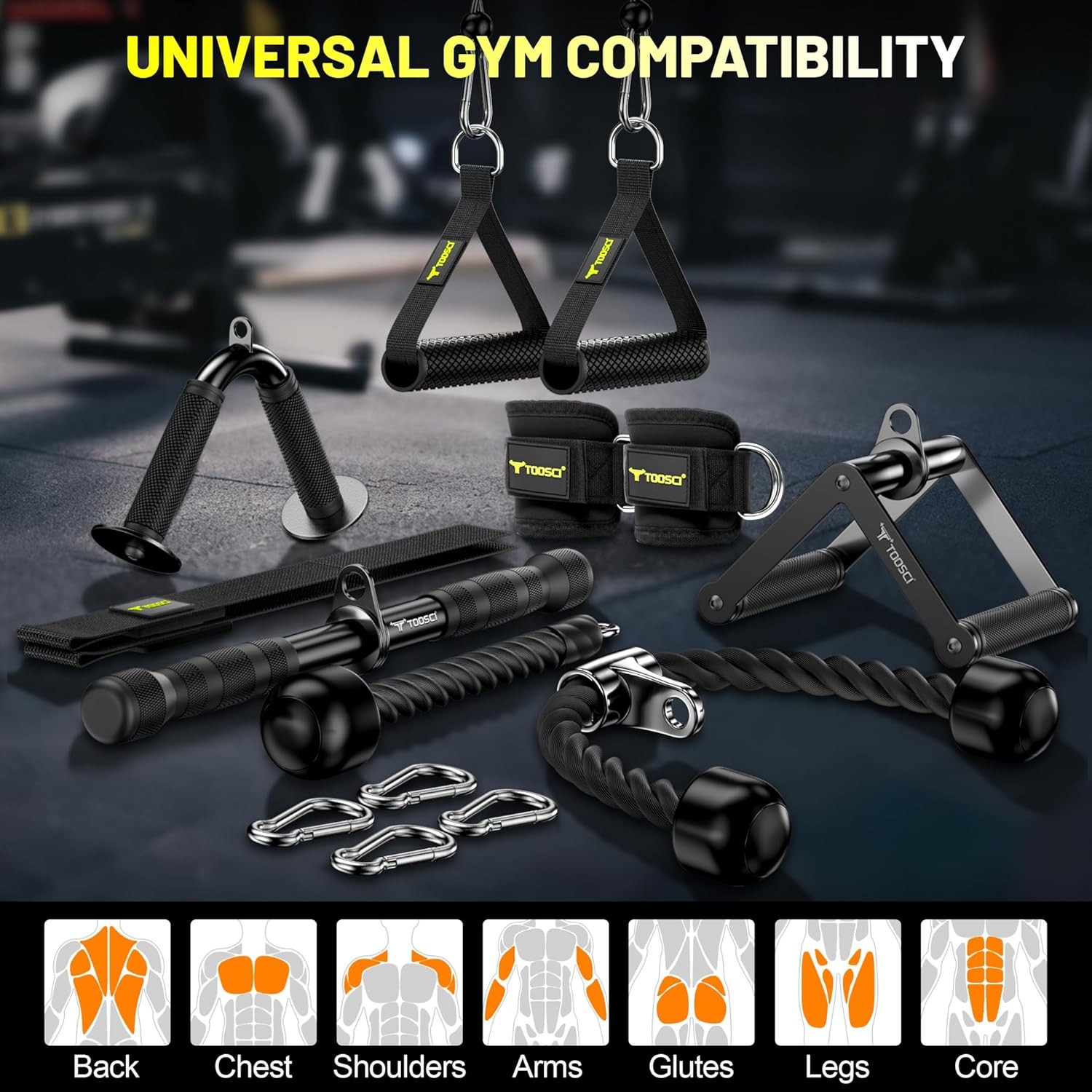 Cable Attachments for Gym, LAT Pulldown & Cable Machine Attachment Set: V-Shaped