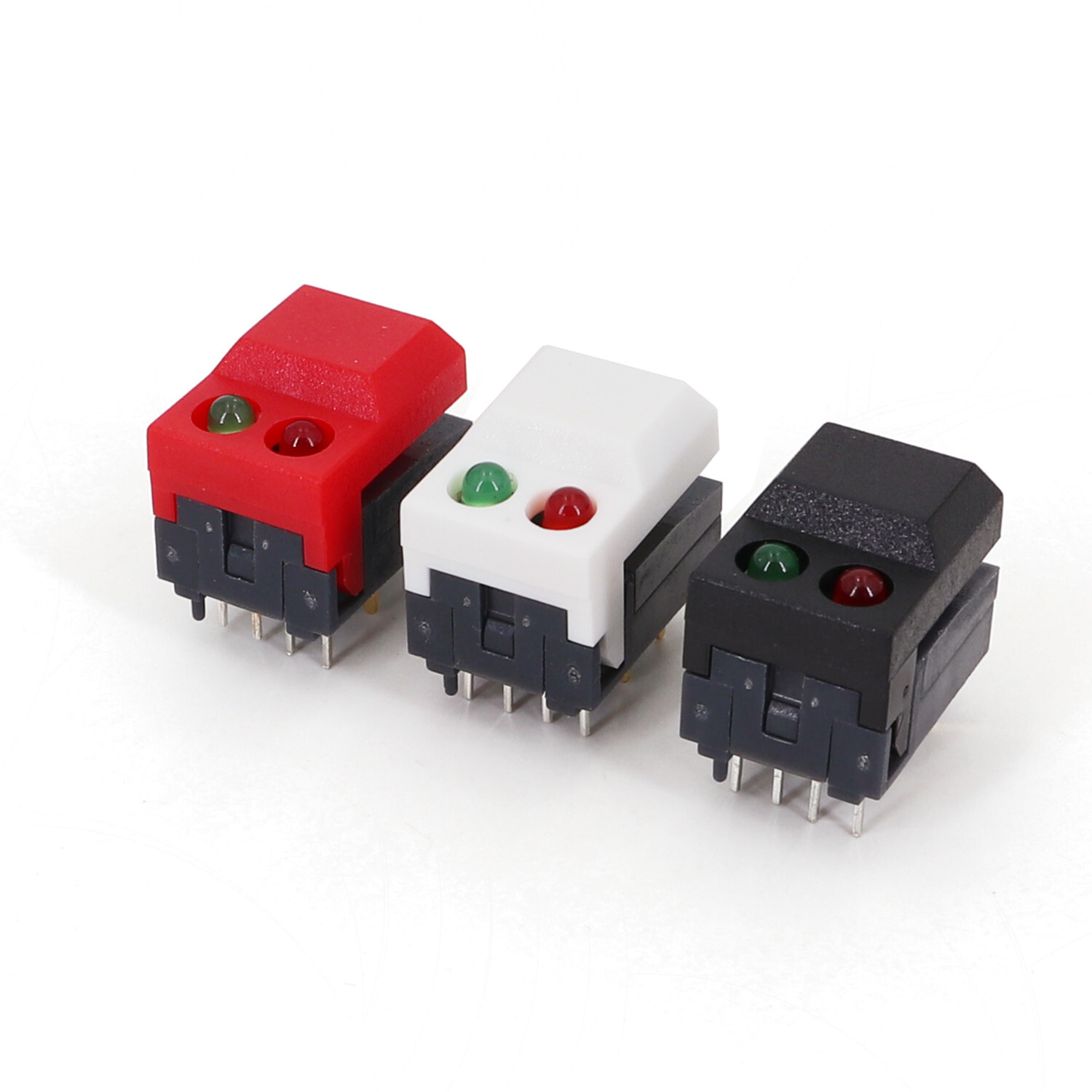 10Pcs PB86-A2 Red and Green LED 8Pin Momentary PCB SPDT Push Button Tact Switch